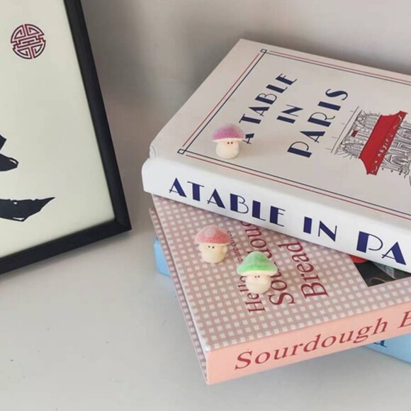 Set of 3 Flocked Mini Mushroom Decor - Picture 2 of 2